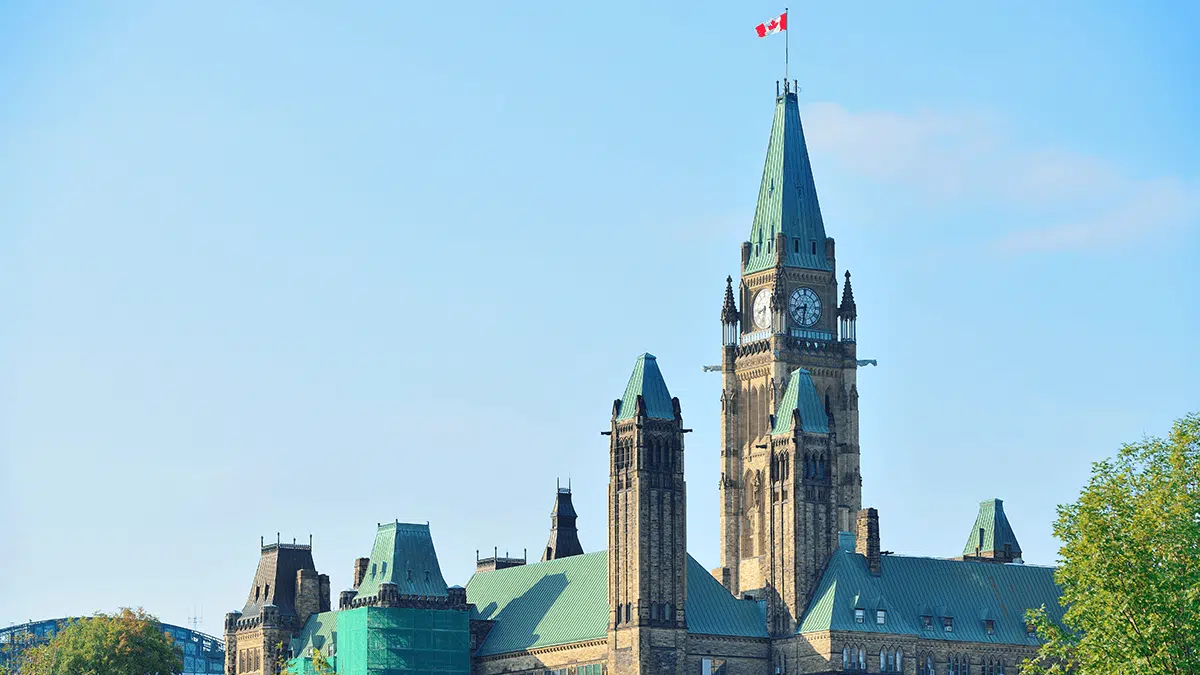 An image of the Parliament Buildings in Ottawa, Canada.